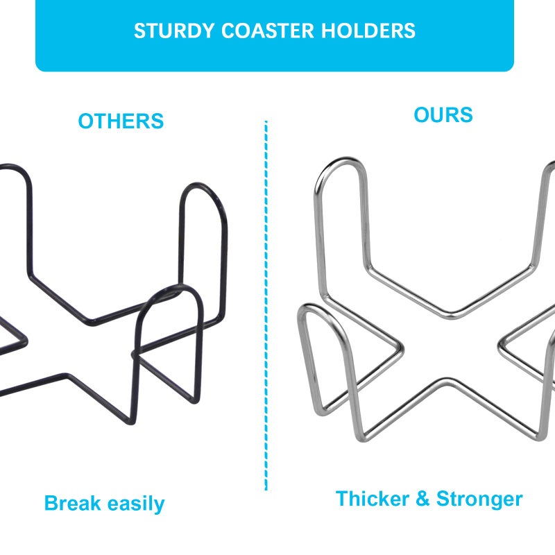 iziusy 2 Pieces 4.5 Inch Stainless Steel Coasters Holder Storage for Both Round and Square Coasters, Hold Up 4 to 7 - Image 3